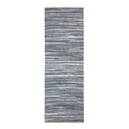 Homescapes Blue Denim Handwoven Striped Chindi Rug, 66 X 200 Cm - thumbnail 2