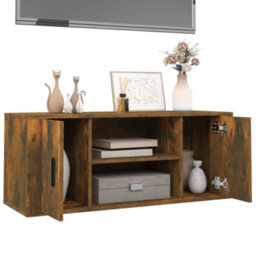 Walplus Tv Cabinet Smoked Oak 100X35X40 Cm Engineered Wood - thumbnail 4