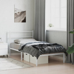 Berkfield Metal Bed Frame Without Mattress With Headboard White 100X200Cm - thumbnail 4