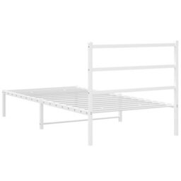 Berkfield Metal Bed Frame Without Mattress With Headboard White 100X200Cm - thumbnail 7