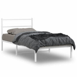 Berkfield Metal Bed Frame Without Mattress With Headboard White 100X200Cm - thumbnail 1