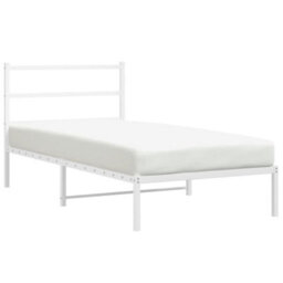 Berkfield Metal Bed Frame Without Mattress With Headboard White 100X200Cm - thumbnail 2