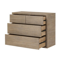 Wyld Haus Mandarina Weathered Oak Ribbed 4-Drawer Chest, Contemporary Wood Dresser - thumbnail 5