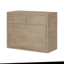Wyld Haus Mandarina Weathered Oak Ribbed 4-Drawer Chest, Contemporary Wood Dresser - thumbnail 4