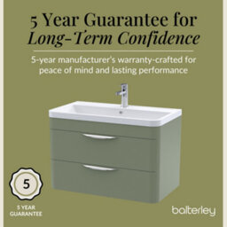 Balterley Aldershawe Contemporary Wall Hung 2 Drawer Bathroom Vanity Unit & Ceramic Basin, Satin Green, 810mm - thumbnail 4