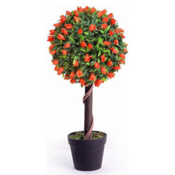 Best Artificial 2Ft / 60Cm Orange Tulip Ball Tree Plant Garden Office Conservatory Tropical Indoor Outdoor