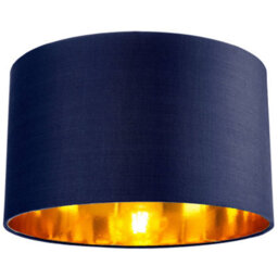 Happy Homewares Contemporary Blue Cotton 14 Table/pendant Lamp Shade With Shiny Copper Inner - thumbnail 1