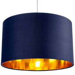 Happy Homewares Contemporary Blue Cotton 14 Table/pendant Lamp Shade With Shiny Copper Inner - thumbnail 6