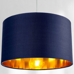 Happy Homewares Contemporary Blue Cotton 14 Table/pendant Lamp Shade With Shiny Copper Inner - thumbnail 7