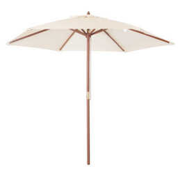 Charles Bentley Garden Large 2.4M Wooden Garden Patio Parasol Shade Umbrella Cream - thumbnail 2