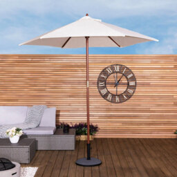 Charles Bentley Garden Large 2.4M Wooden Garden Patio Parasol Shade Umbrella Cream - thumbnail 3