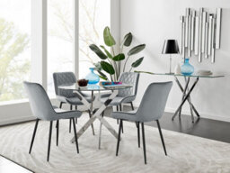 Furniturebox Uk Novara 100Cm Round Dining Table And 4 Grey Pesaro Black Leg Chairs - thumbnail 1