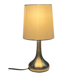 Brushed Silver Touch Table Lamp With Cream Shade Single Modern Bedside Light Led Compatible - thumbnail 1