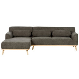 Beliani Corner Sofa 3 Seater Simos Corduroy Dark Green Right Hand - thumbnail 4