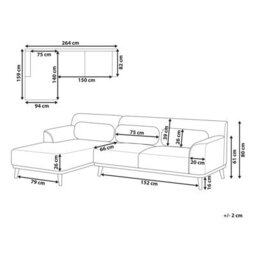 Beliani Corner Sofa 3 Seater Simos Corduroy Dark Green Right Hand - thumbnail 3