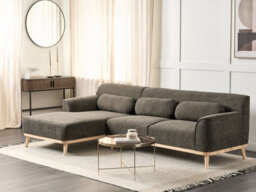 Beliani Corner Sofa 3 Seater Simos Corduroy Dark Green Right Hand - thumbnail 2