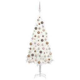 Berkfield Artificial Christmas Tree With Leds&ball Set White 150 Cm