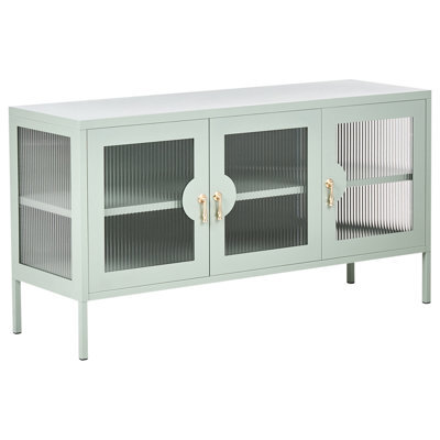 Beliani 3 Door Sideboard Gleora Metal Mint Green - image 1