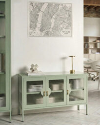 Beliani 3 Door Sideboard Gleora Metal Mint Green - thumbnail 2