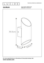 Lucide Quirijn Modern Up Down Wall Light 10Cm - 1Xg9 - Black - thumbnail 6