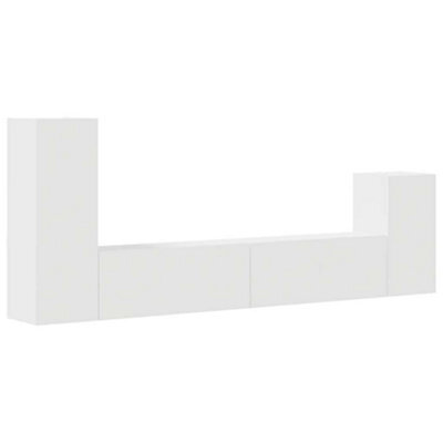 Berkfield Classic 4 Piece Tv Cabinet Set White Engineered Wood - image 1