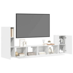 Berkfield Classic 4 Piece Tv Cabinet Set White Engineered Wood - thumbnail 4