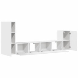 Berkfield Classic 4 Piece Tv Cabinet Set White Engineered Wood - thumbnail 5