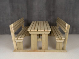 Arbor Garden Solutions Alders Wooden Picnic Bench And Table Set, Rounded Outdoor Dining Set With Backrest (7Ft, Natural Finish) - thumbnail 3