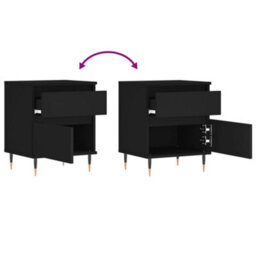 Berkfield Bedside Cabinet Black 40X35X50 Cm Engineered Wood - thumbnail 9
