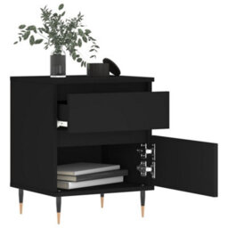 Berkfield Bedside Cabinet Black 40X35X50 Cm Engineered Wood - thumbnail 3