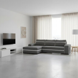 Corner Sofa Bed Finn With Storage Container Wooden Frame Sinuous Spring Wooden Legs 285X165X90Cm Grey And White Left - thumbnail 2