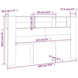 Berkfield Headboard Cabinet Sonoma Oak 180X18.5X104.5 Cm - thumbnail 6