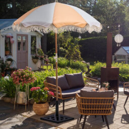 Wyld And Coco Evergreen Beech Wood Parasol 150Cm Round Tilting Orange Uv-Resistant - thumbnail 2