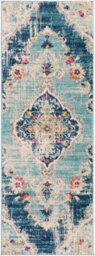 Livabliss Floransa-Vintage Blue Beige Grey Pink Traditional Boho Living Dining Bedroom Rug 80 X 220 Cm Easy Care, Non Shedding - thumbnail 1