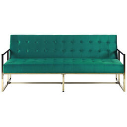 Beliani Sofa Bed 3 Seater Marstal Velvet Emerald Green