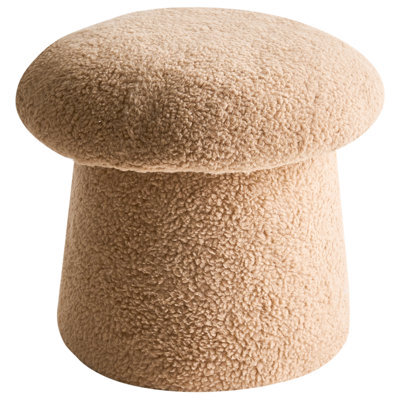 Wyld And Coco Luxe Living Beige Bouclé Mushroom Pouffe 45 X 45 X 46 Cm - image 1