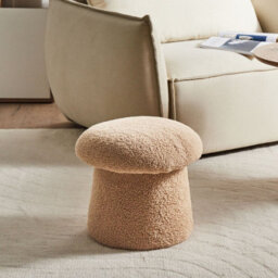 Wyld And Coco Luxe Living Beige Bouclé Mushroom Pouffe 45 X 45 X 46 Cm - thumbnail 2