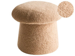 Wyld And Coco Luxe Living Beige Bouclé Mushroom Pouffe 45 X 45 X 46 Cm - thumbnail 3