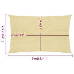 Berkfield Sunshade Sail 160 G/m2 Beige 2.5X5 M Hdpe - thumbnail 6