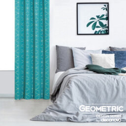 Deconovo Eyelet Curtains Gold Diamond Printed Blackout Curtains For Bedroom, 52 X 84 Inch, Turquoise, One Pair - thumbnail 3
