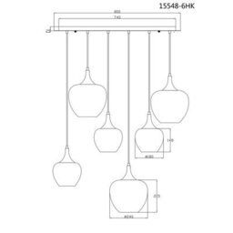 Luminosa Lighting Luminosa Maxy Cluster Pendant Ceiling Light Gunmetal Clear Glass Shade 6X E27 - thumbnail 7