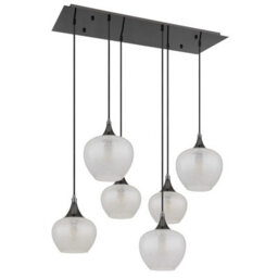 Luminosa Lighting Luminosa Maxy Cluster Pendant Ceiling Light Gunmetal Clear Glass Shade 6X E27 - thumbnail 2