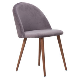 Life Interiors Single Grey Lucia Ergonomic Velvet Dining Chair With Wooden Legs, Modern Upholstered Accent Chair - thumbnail 1