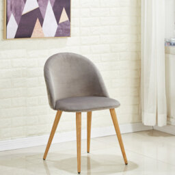 Life Interiors Single Grey Lucia Ergonomic Velvet Dining Chair With Wooden Legs, Modern Upholstered Accent Chair - thumbnail 2
