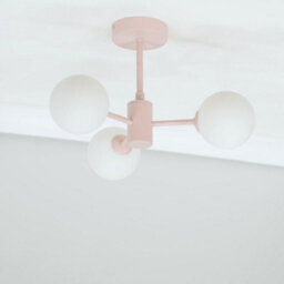 Valuelights Marlow Blush Pink 3 Way Ceiling Light With White Frosted Glass Globe Lampshades - Led Bulbs Included - thumbnail 3
