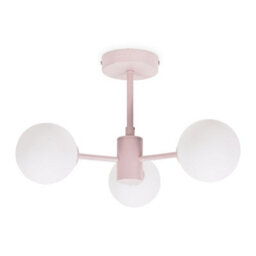Valuelights Marlow Blush Pink 3 Way Ceiling Light With White Frosted Glass Globe Lampshades - Led Bulbs Included - thumbnail 2
