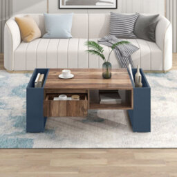 Matteo Modern Wood Grain Coffee Table With Hidden Drawer And Double-Sided Storage - thumbnail 5