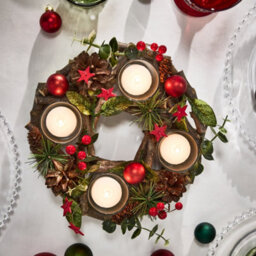 Dibor Traditional Red Bauble Christmas Decoration Tealight Centrepiece 23Cm - thumbnail 5