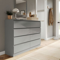 Urbn-Living Urbnliving 120Cm Wide Grey Wooden Chest Of 8 Drawers Bedroom Furniture Storage Bedside Modern Cabinet - thumbnail 1