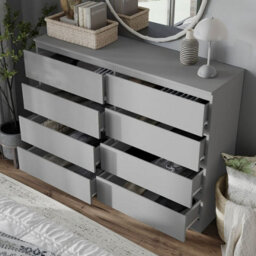 Urbn-Living Urbnliving 120Cm Wide Grey Wooden Chest Of 8 Drawers Bedroom Furniture Storage Bedside Modern Cabinet - thumbnail 2